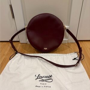 Louvreuse Paris Burgundy Circle Round Leather Crossbody Bag made in France